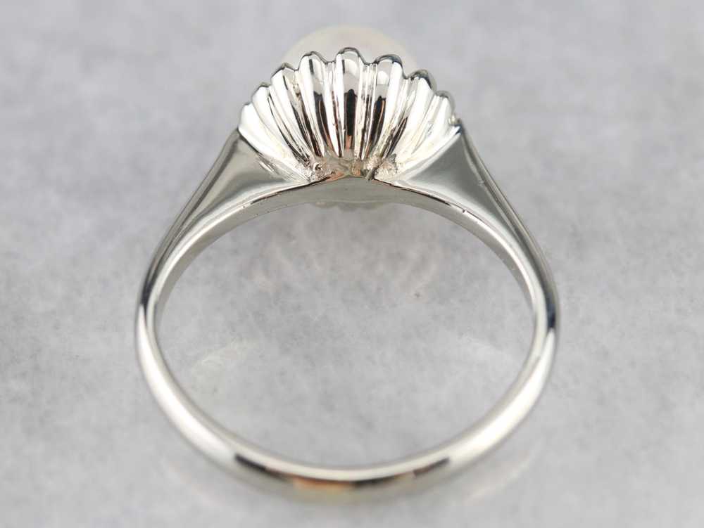 White Pearl Solitaire Ring in White Gold - image 4
