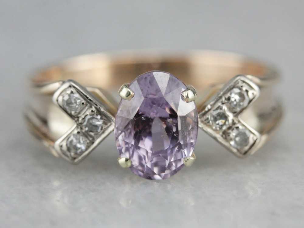 Vintage Pink Sapphire and Diamond Ring - image 1