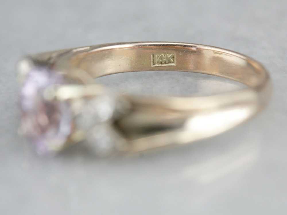 Vintage Pink Sapphire and Diamond Ring - image 3