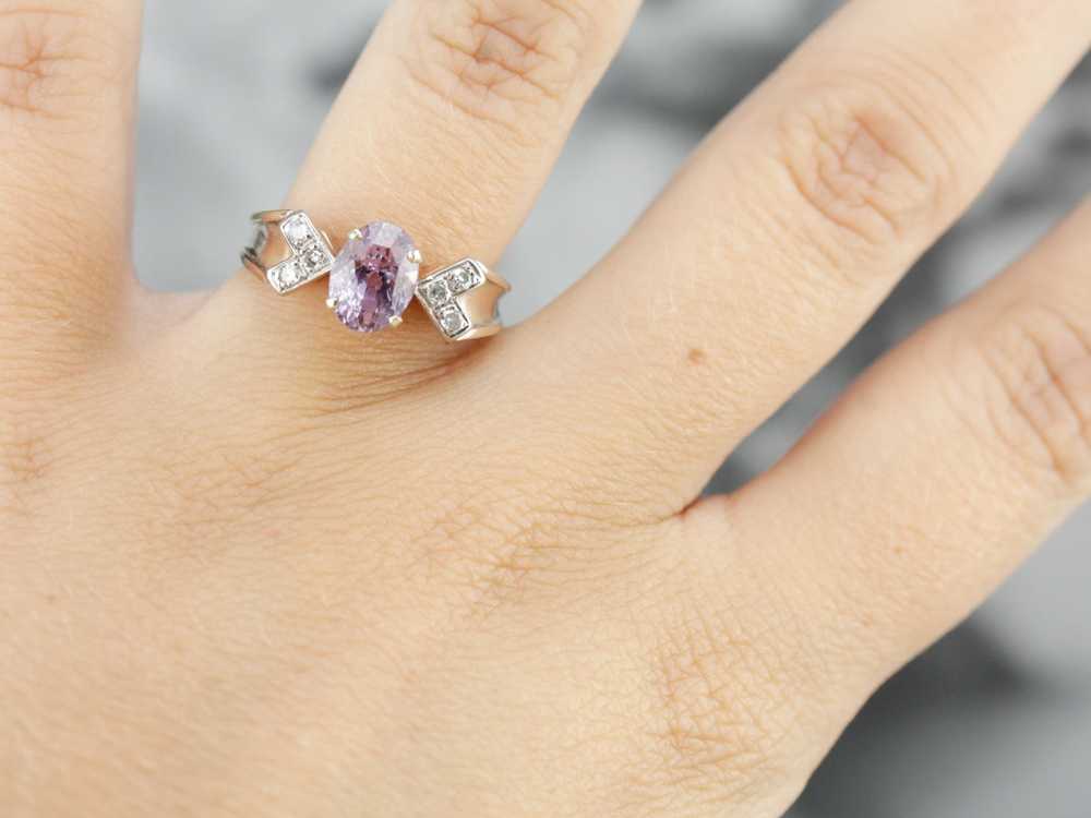 Vintage Pink Sapphire and Diamond Ring - image 4