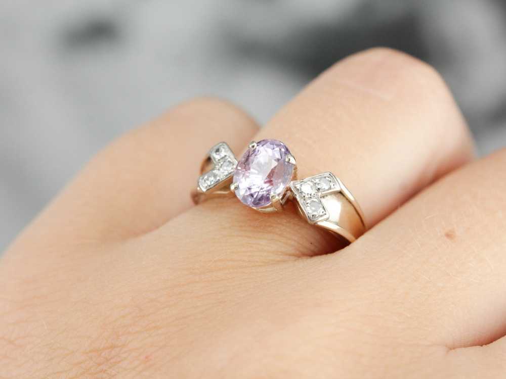 Vintage Pink Sapphire and Diamond Ring - image 5