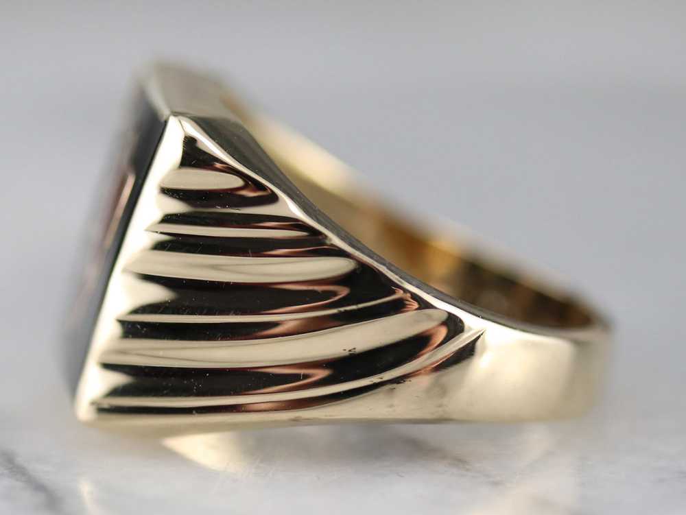 Vintage Onyx and Enamel "A" Initial Ring - image 4