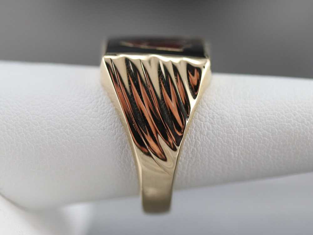 Vintage Onyx and Enamel "A" Initial Ring - image 9