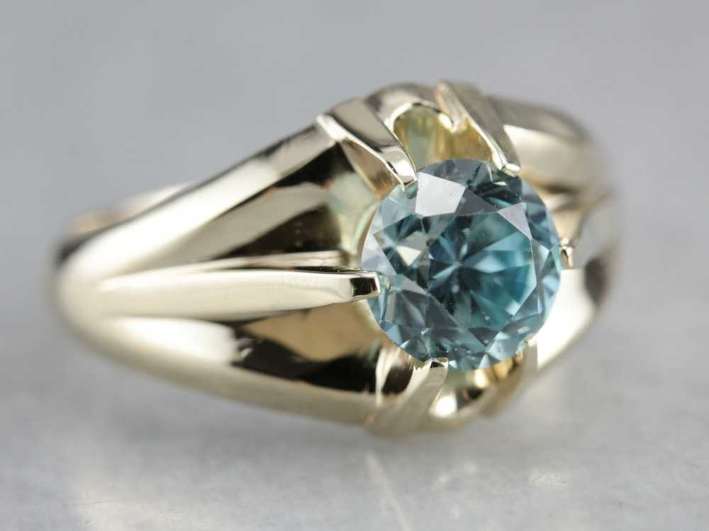 Men's Blue Zircon Solitaire Ring - image 2
