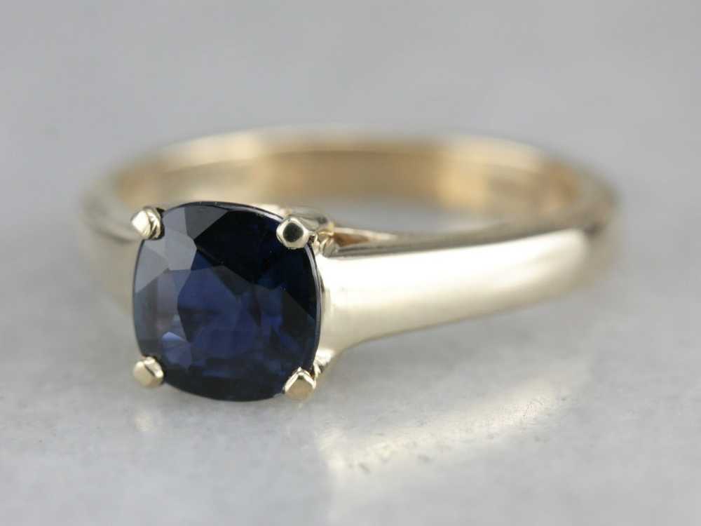 Modern Sapphire Solitaire Engagement Ring - image 2