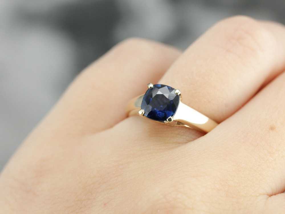 Modern Sapphire Solitaire Engagement Ring - image 5