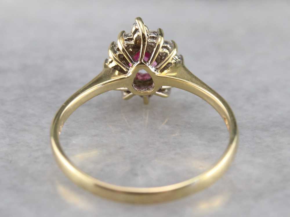 Pink Sapphire Diamond Halo Ring - image 5
