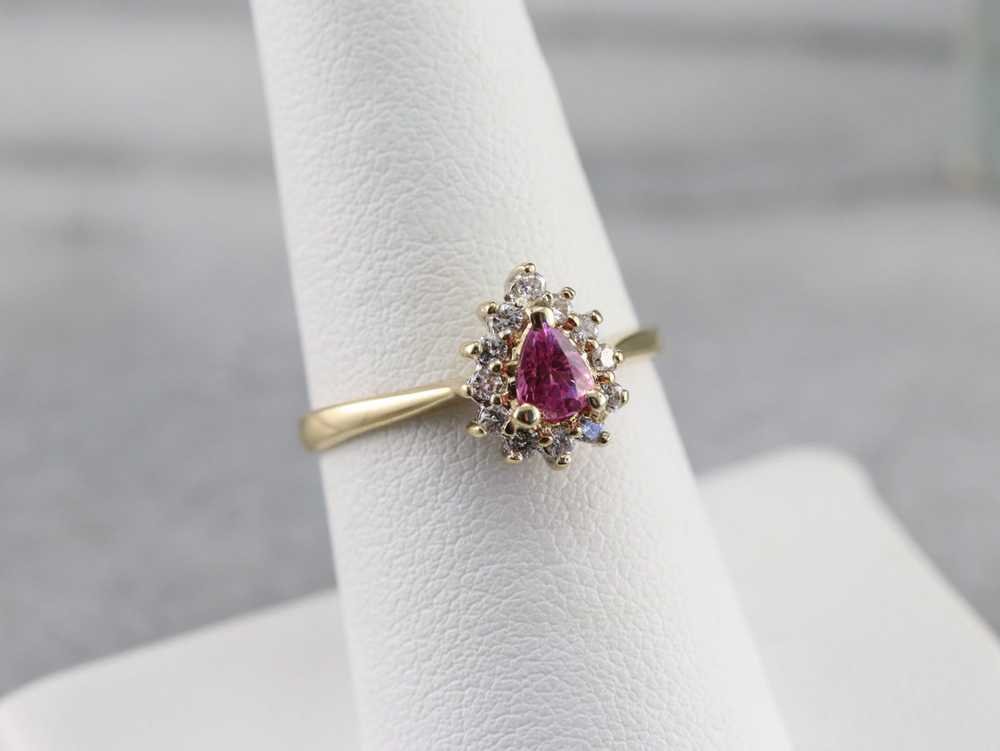 Pink Sapphire Diamond Halo Ring - image 6