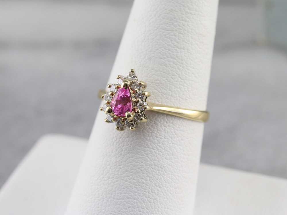Pink Sapphire Diamond Halo Ring - image 7