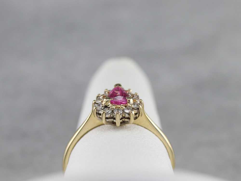 Pink Sapphire Diamond Halo Ring - image 8