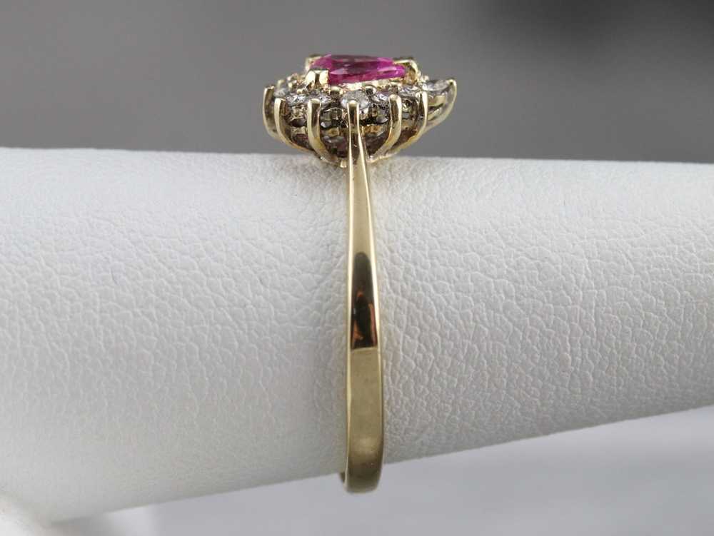 Pink Sapphire Diamond Halo Ring - image 9