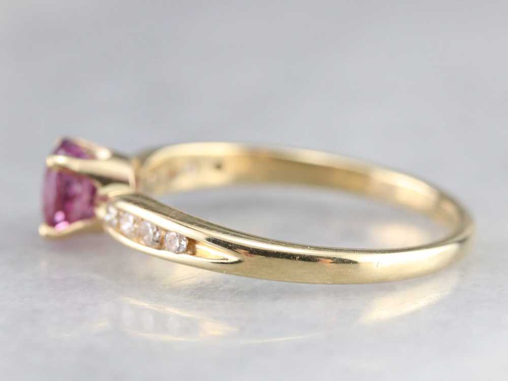 Pink Sapphire and Diamond Gold Ring - image 4