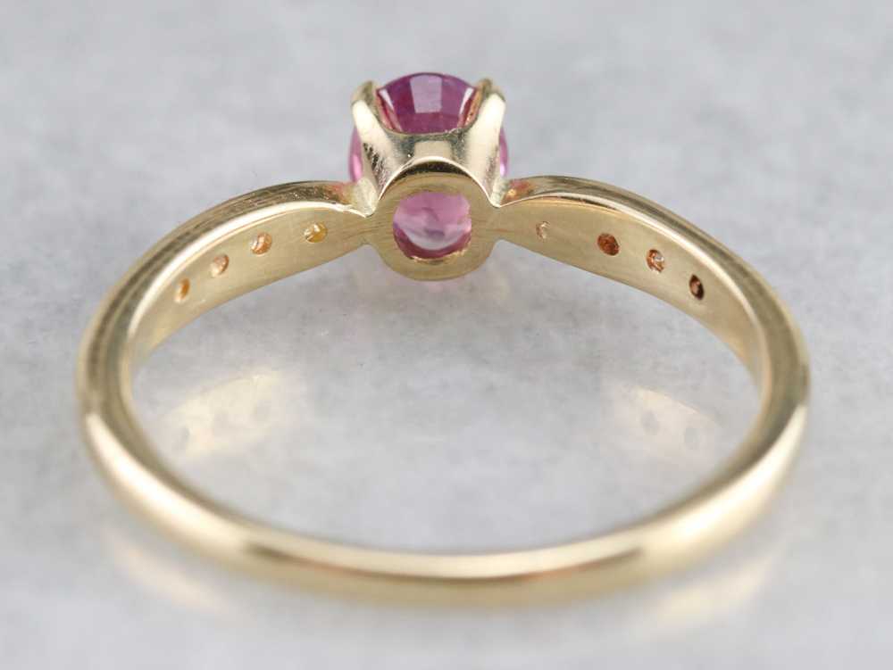 Pink Sapphire and Diamond Gold Ring - image 5