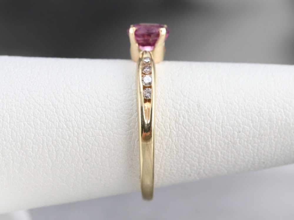 Pink Sapphire and Diamond Gold Ring - image 9