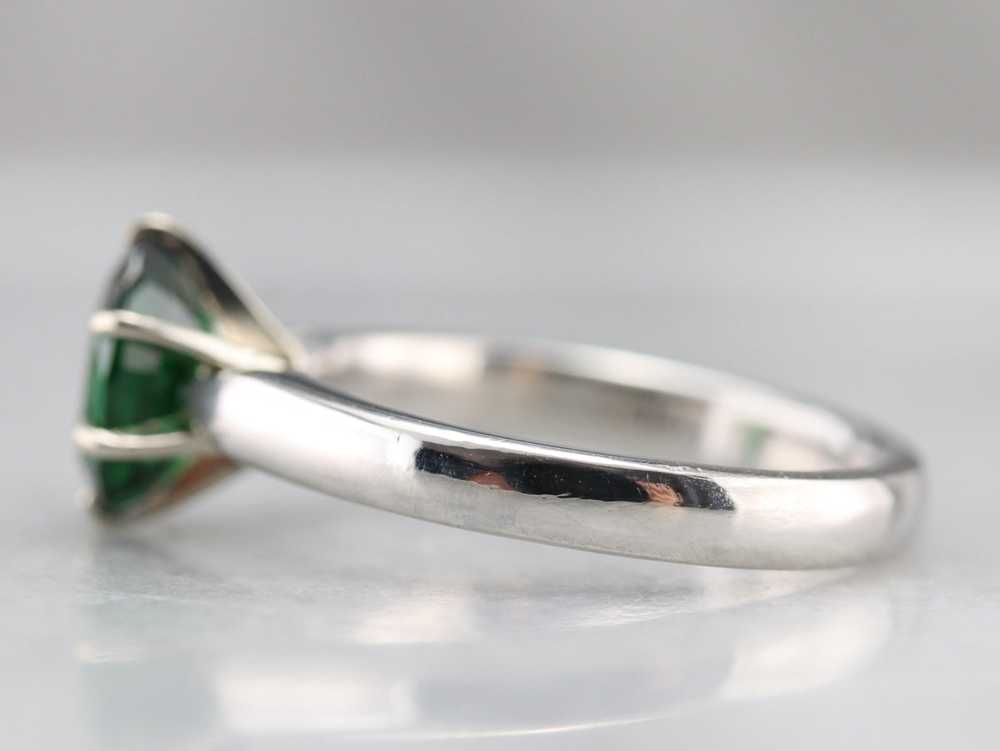 Platinum Tsavorite Garnet Solitaire Ring - image 3