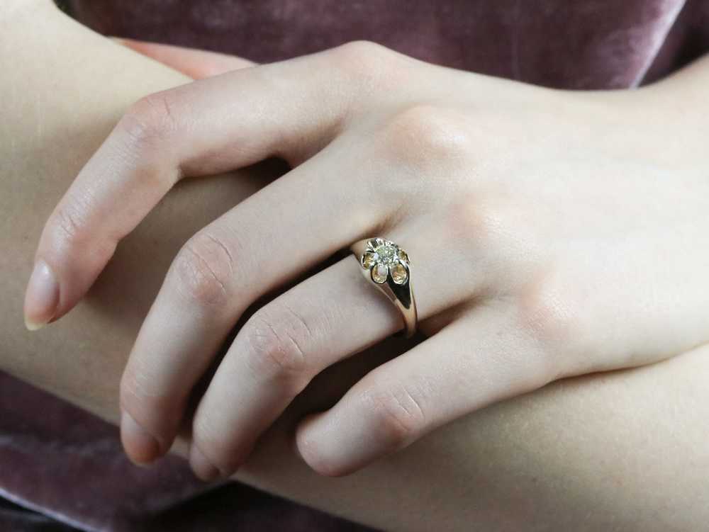 Vintage Diamond Belcher Set Engagement Ring - image 10