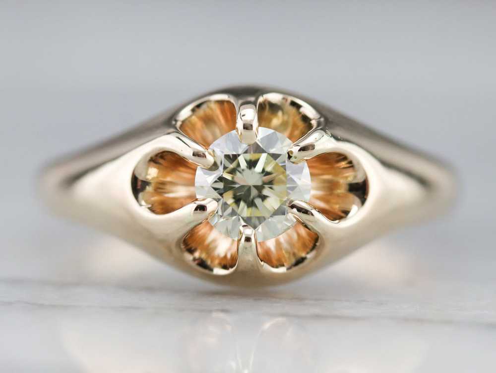 Vintage Diamond Belcher Set Engagement Ring - image 1