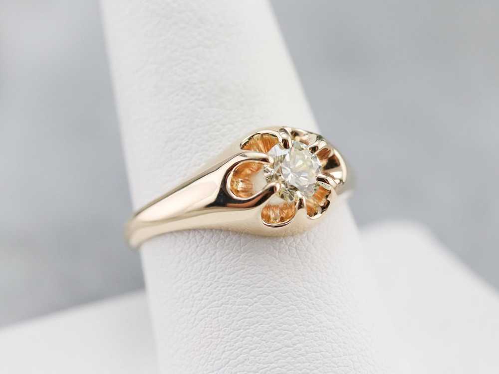Vintage Diamond Belcher Set Engagement Ring - image 7