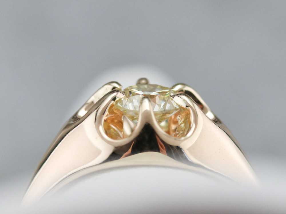 Vintage Diamond Belcher Set Engagement Ring - image 8