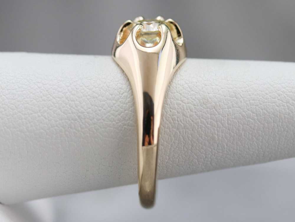 Vintage Diamond Belcher Set Engagement Ring - image 9