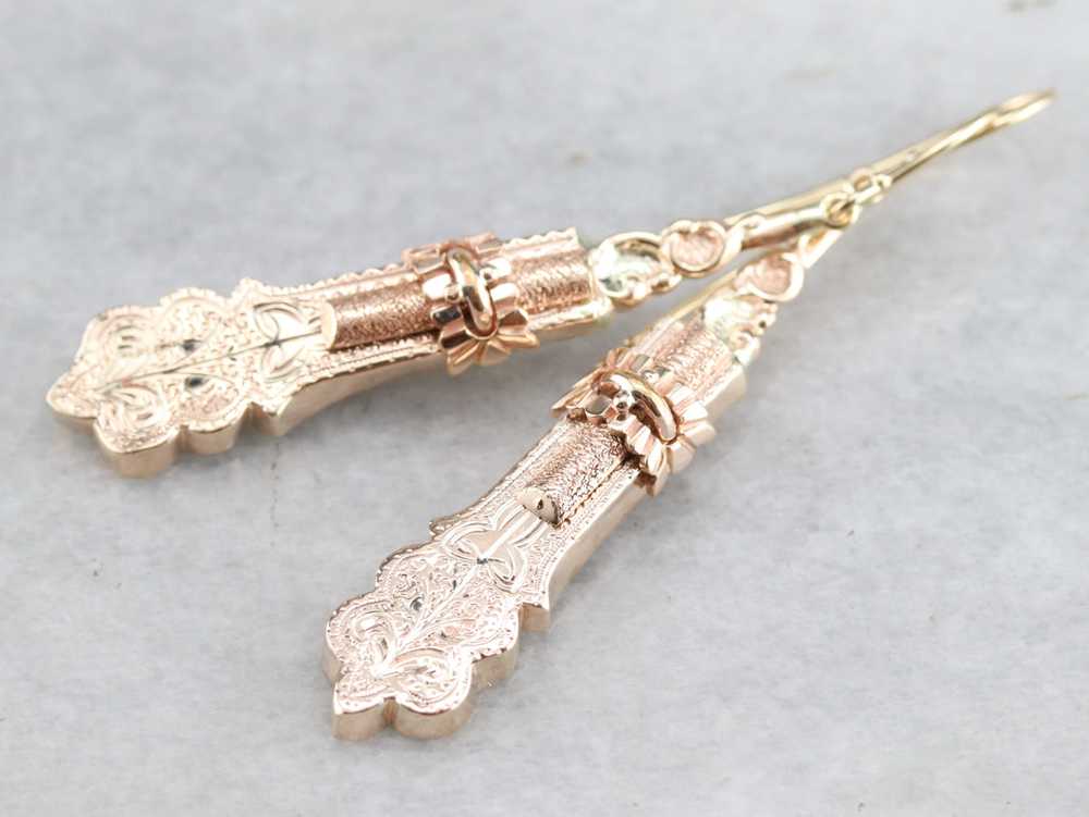 Victorian Gold Drop Earrings - image 2
