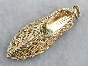 Ornate Gold Filigree Sandal Charm - image 1