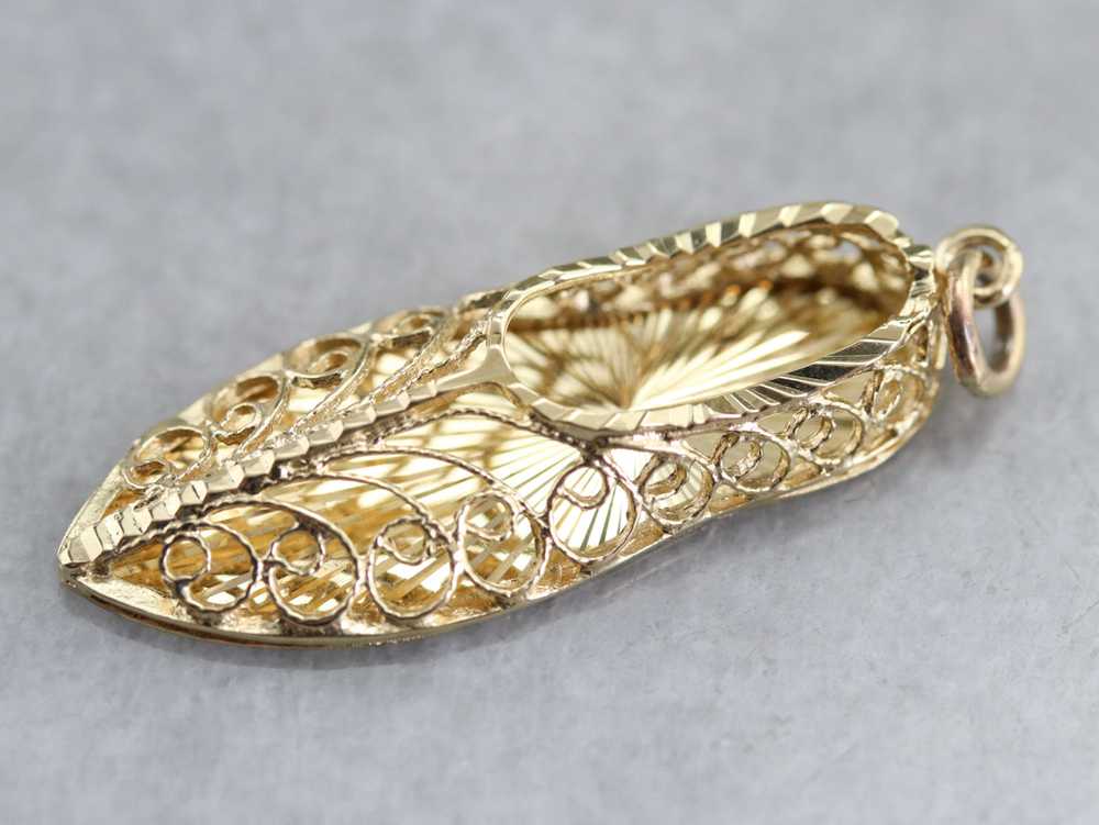 Ornate Gold Filigree Sandal Charm - image 2