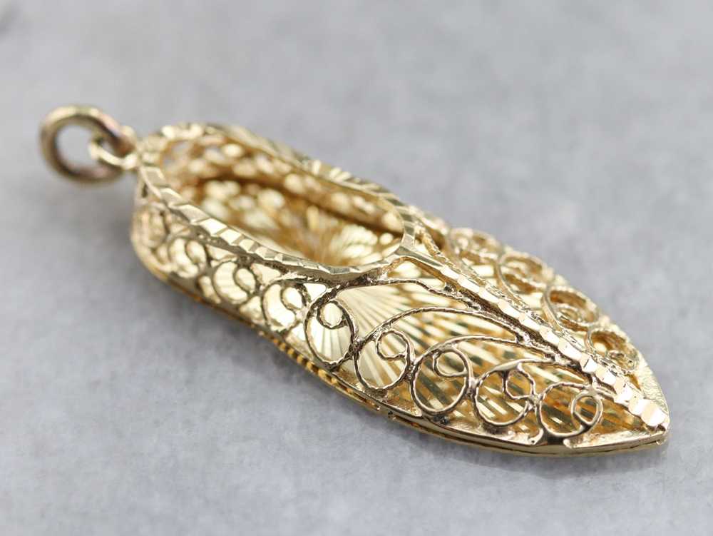 Ornate Gold Filigree Sandal Charm - image 3