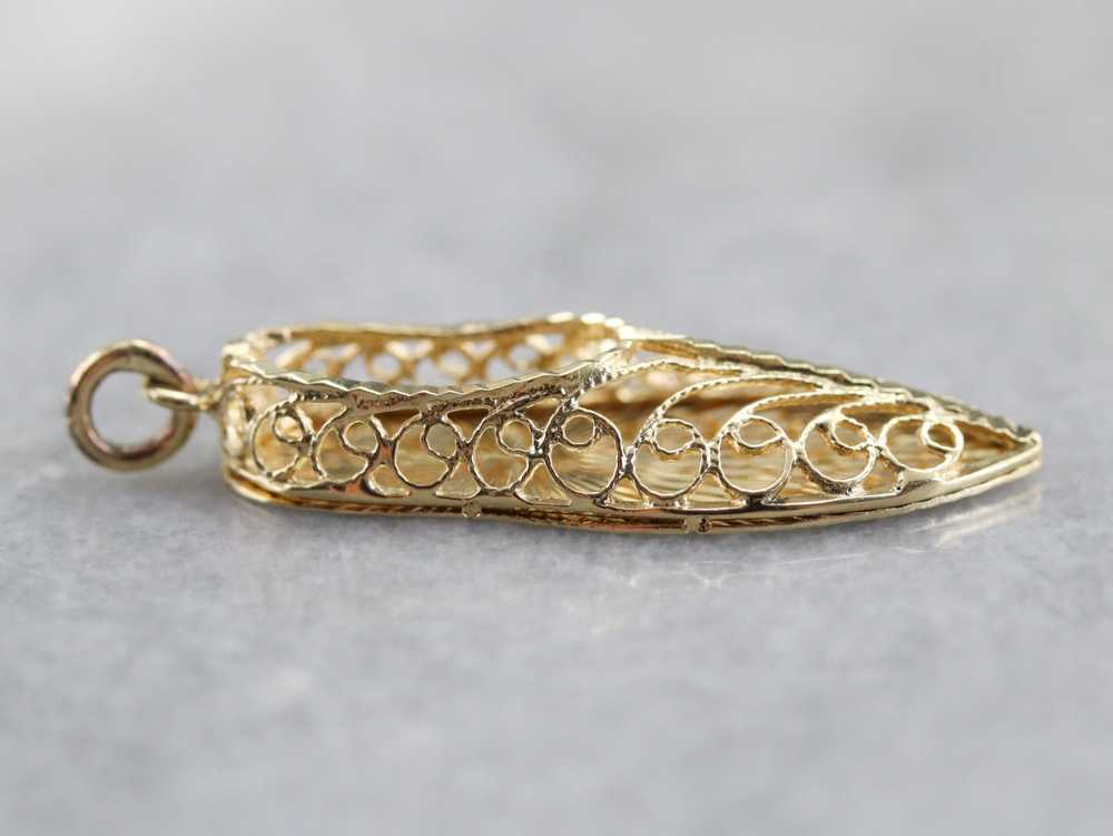 Ornate Gold Filigree Sandal Charm - image 4