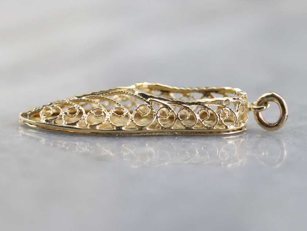 Ornate Gold Filigree Sandal Charm - image 5