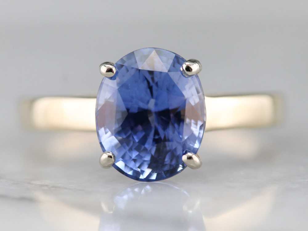 Vintage Ceylon Sapphire Solitaire Ring - image 1