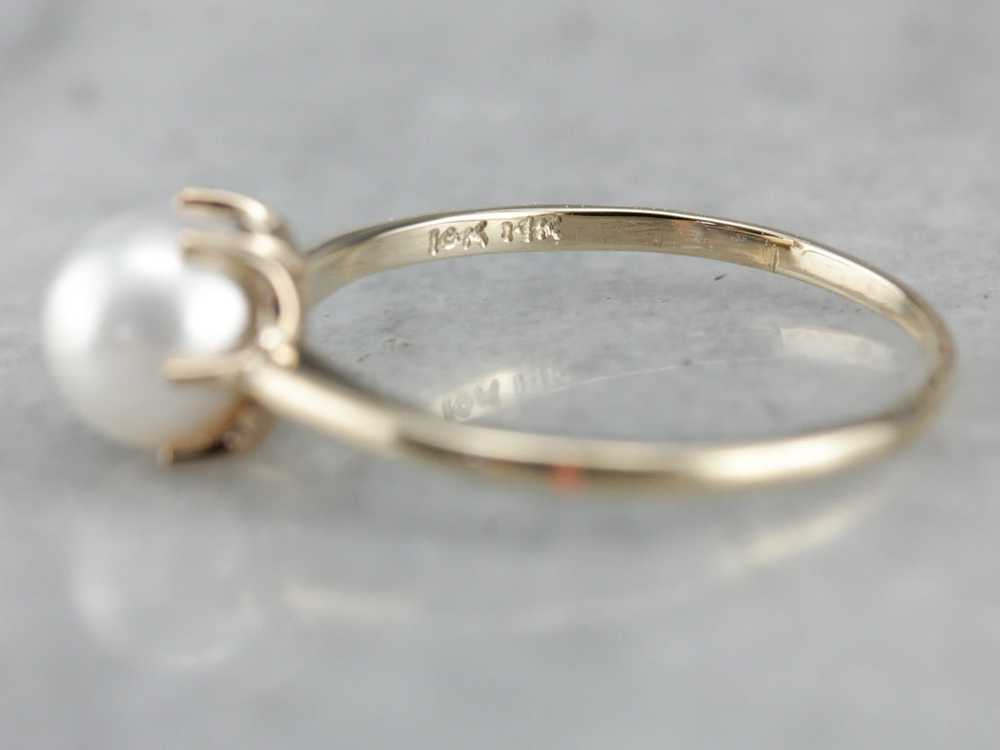 Pearl Solitaire Ring in Yellow Gold - image 3