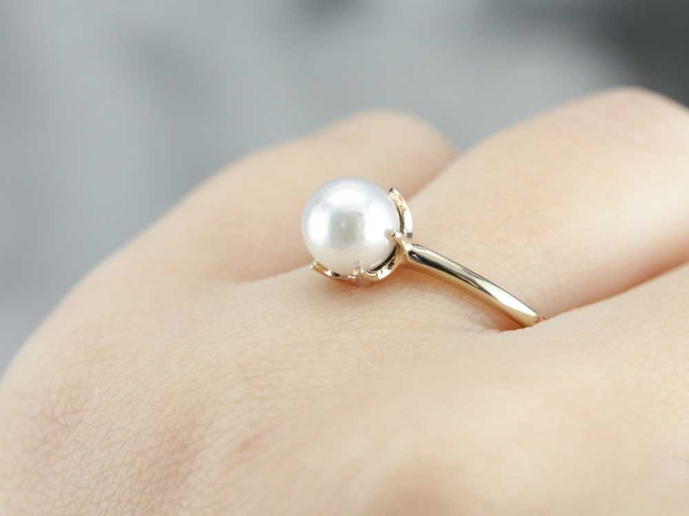 Pearl Solitaire Ring in Yellow Gold - image 5