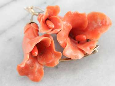 Antique Carved Coral Pendant or Brooch - image 1