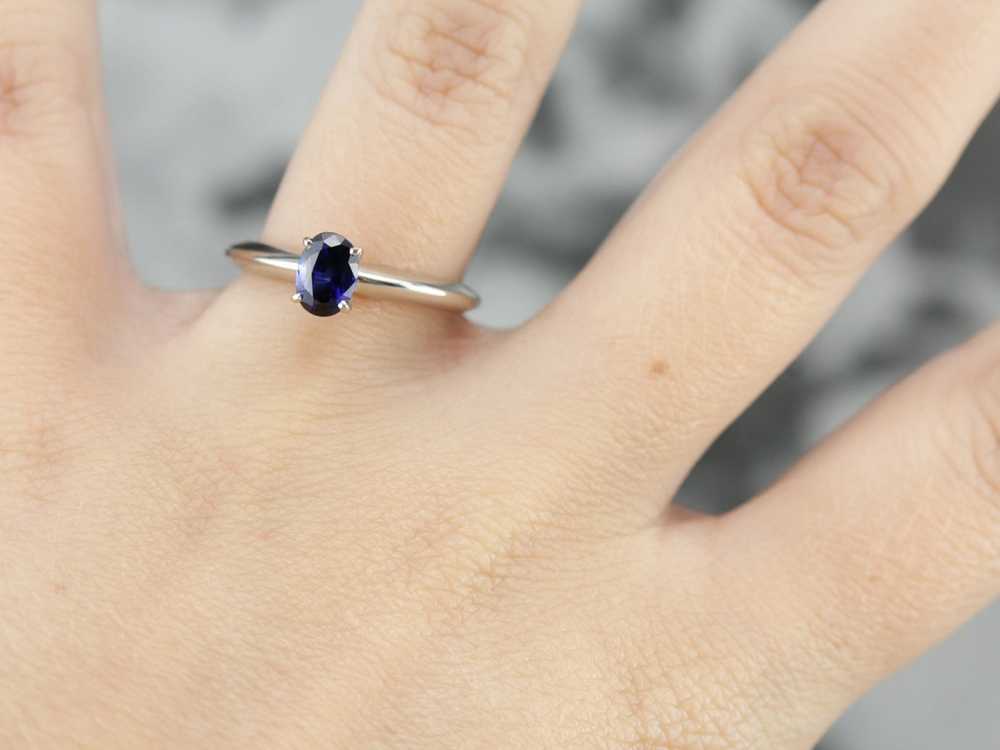 Sapphire Solitaire Engagement Ring - image 4