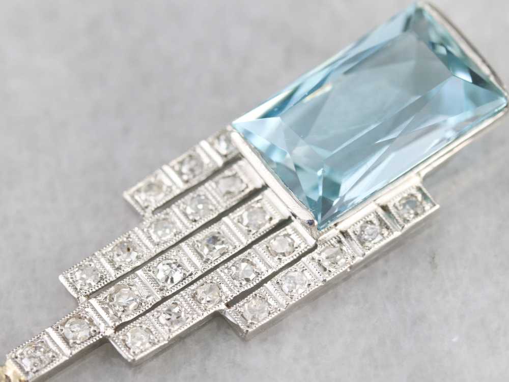 Upcycled Art Deco Aquamarine and Diamond Pendant - image 3