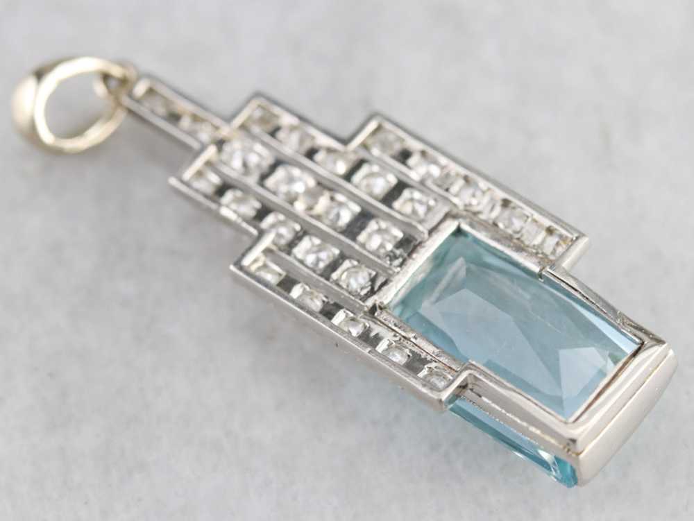 Upcycled Art Deco Aquamarine and Diamond Pendant - image 4
