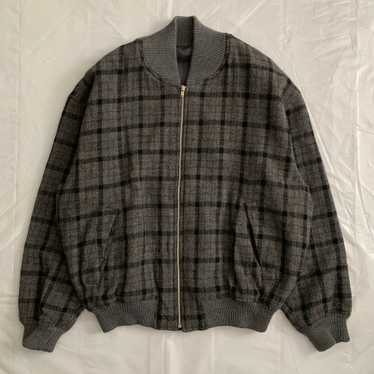 1990s CDGH Wool Charcoal Grey Checkered Bomber - S