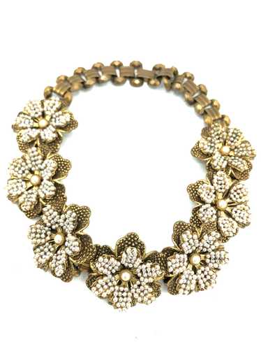 60s Pearl Flower Collar Necklace