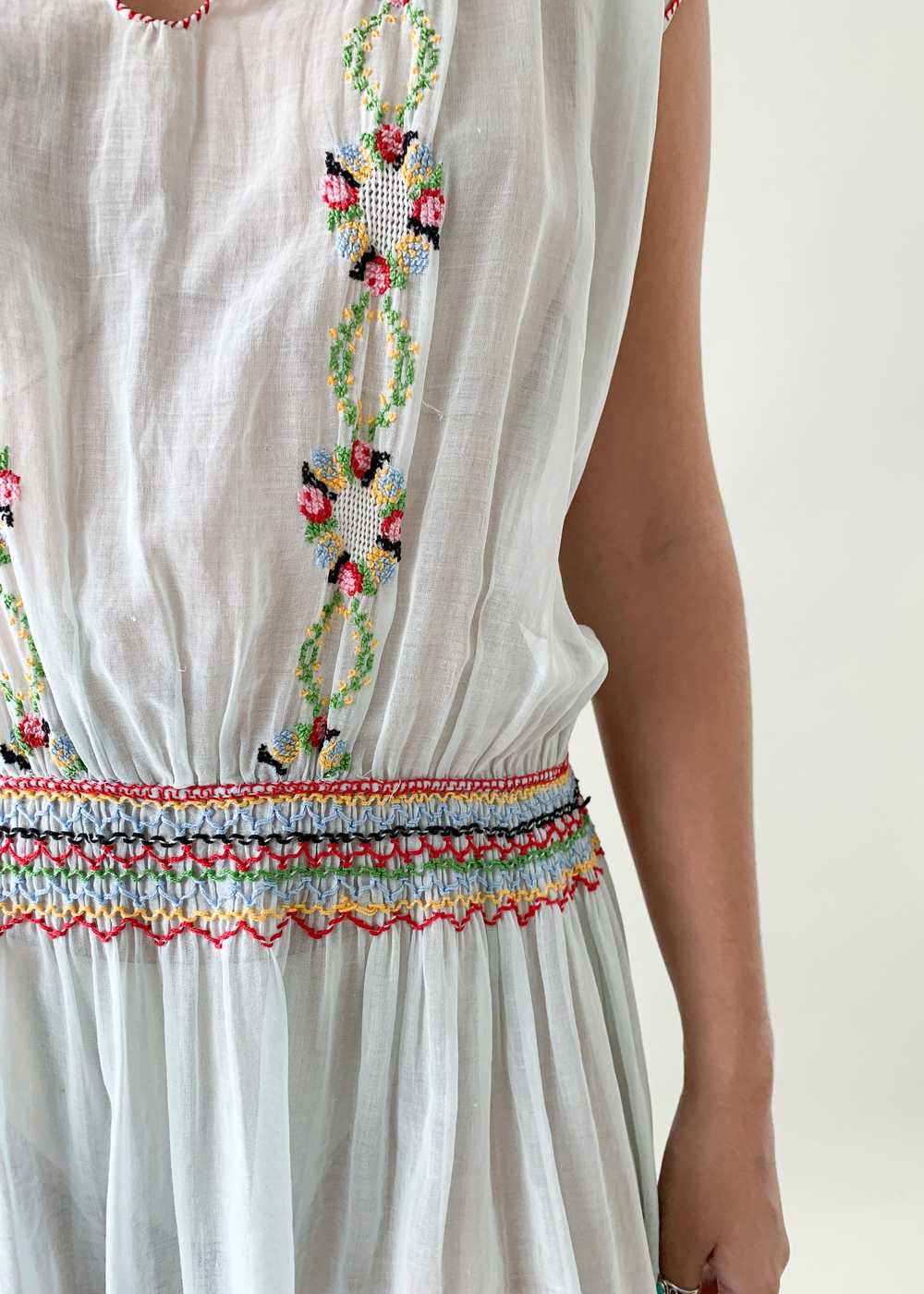Vintage 1920s Embroidered Cotton Dress - image 2