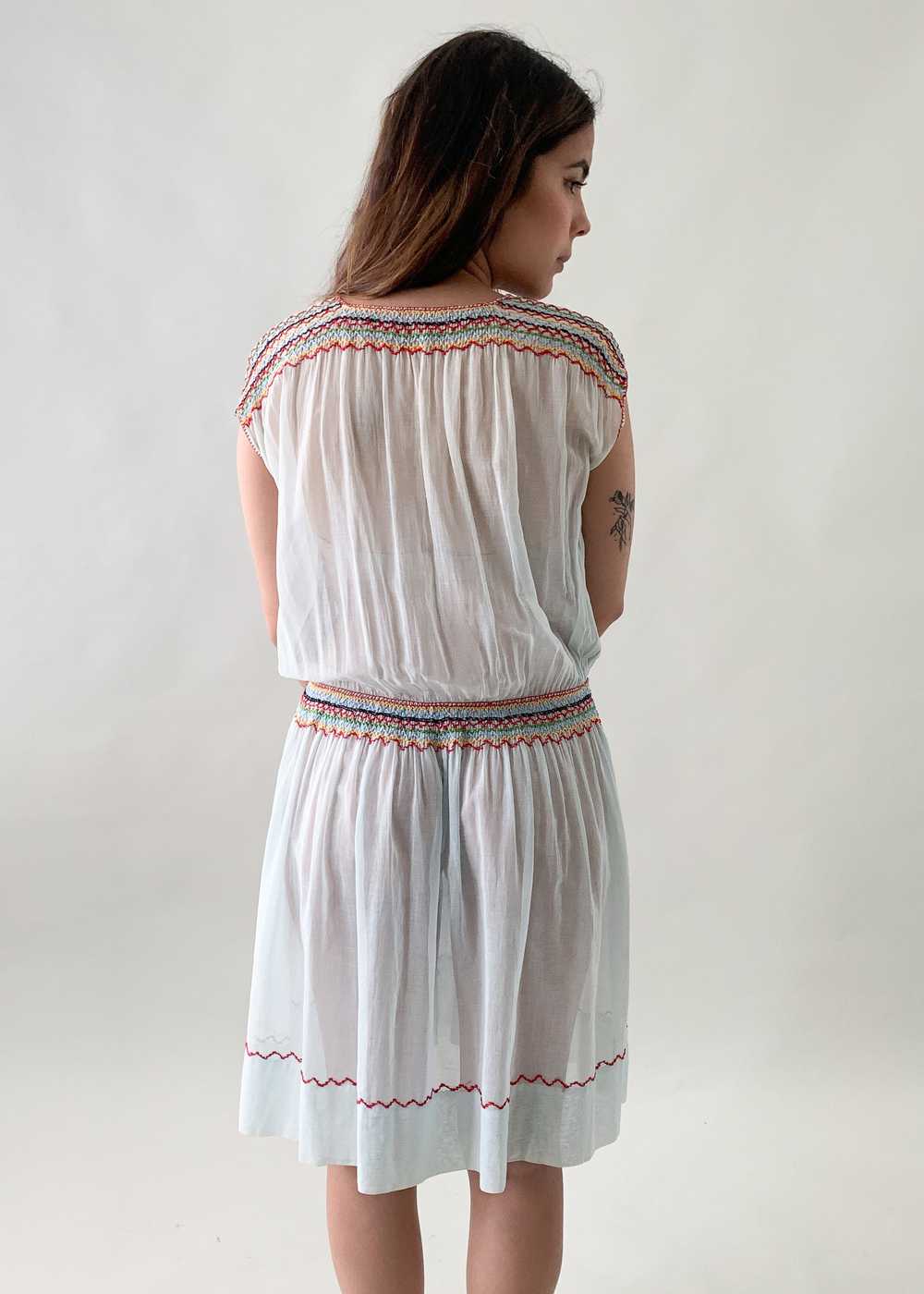 Vintage 1920s Embroidered Cotton Dress - image 3