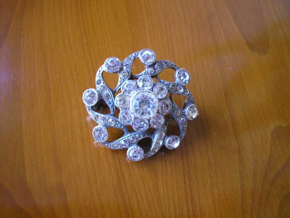 Antique Victorian STERLING SILVER And Paste Brooch - image 1