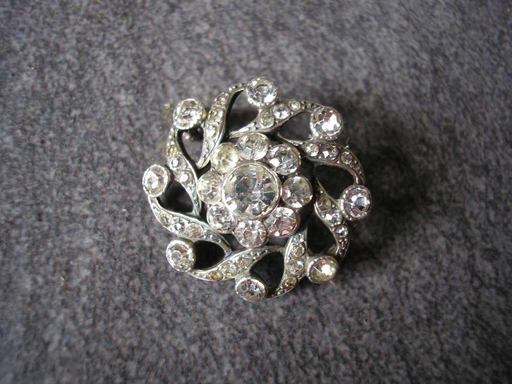 Antique Victorian STERLING SILVER And Paste Brooch - image 2