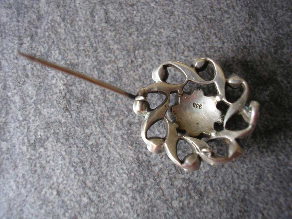 Antique Victorian STERLING SILVER And Paste Brooch - image 3