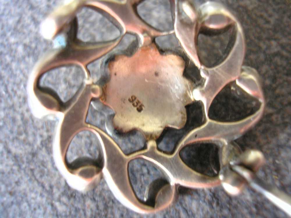 Antique Victorian STERLING SILVER And Paste Brooch - image 5