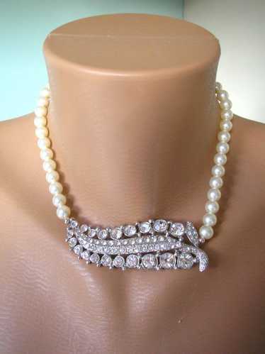 Pearl Necklace, Swarovski Elements, Bridal Choker - image 1