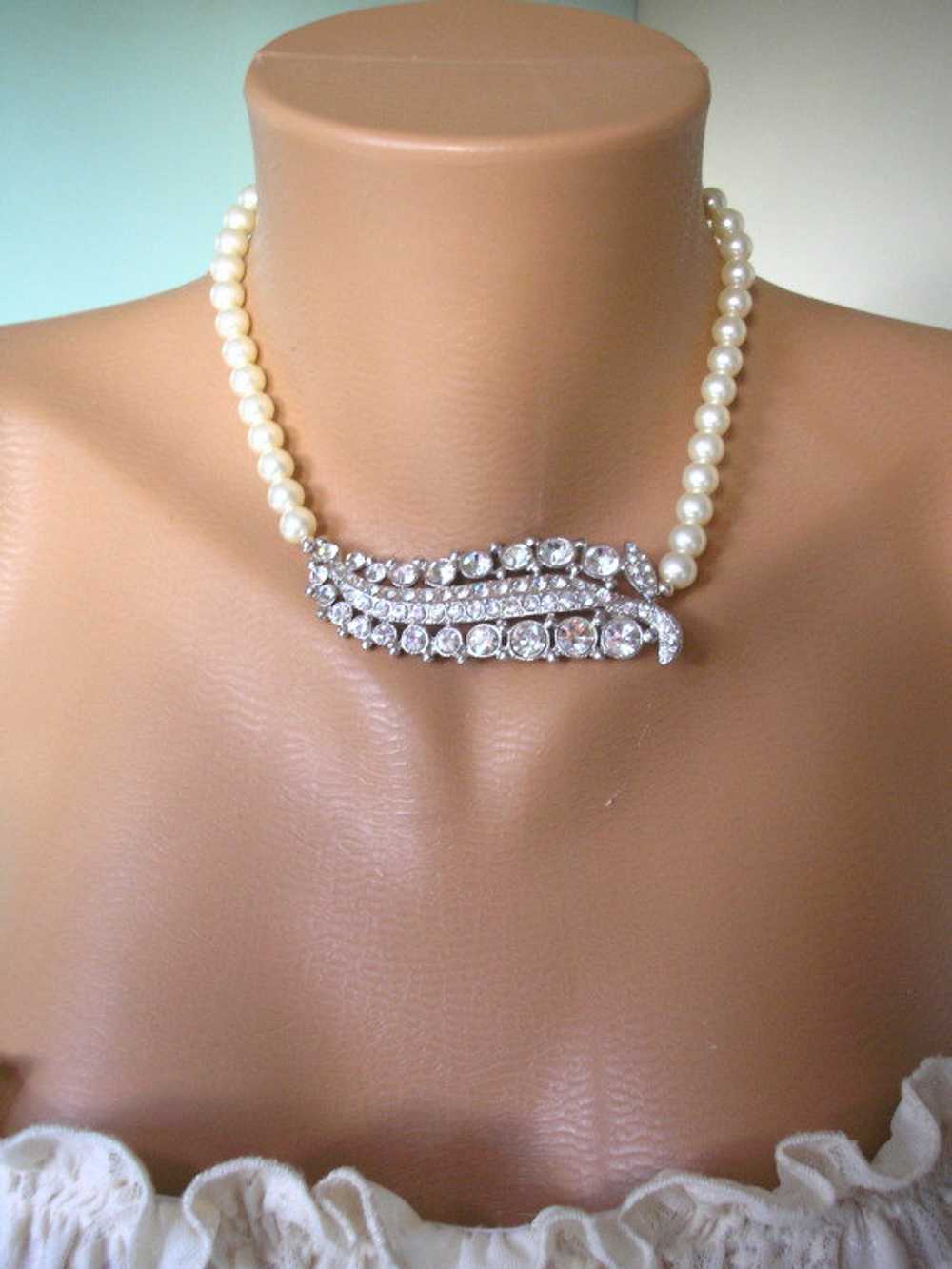 Pearl Necklace, Swarovski Elements, Bridal Choker - image 2