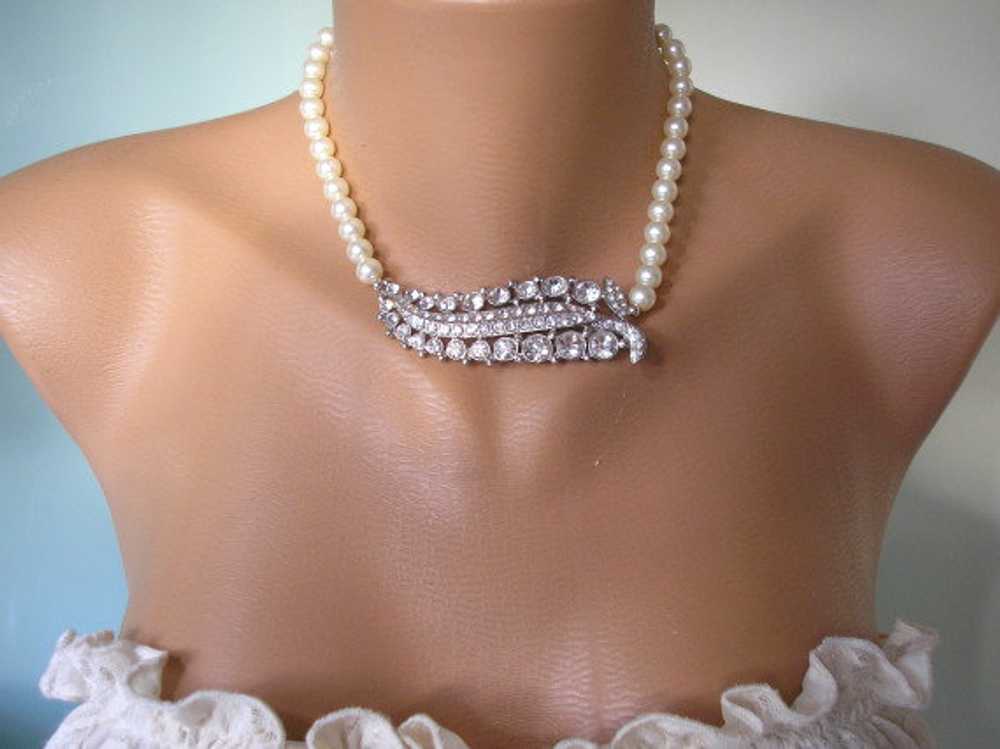 Pearl Necklace, Swarovski Elements, Bridal Choker - image 3