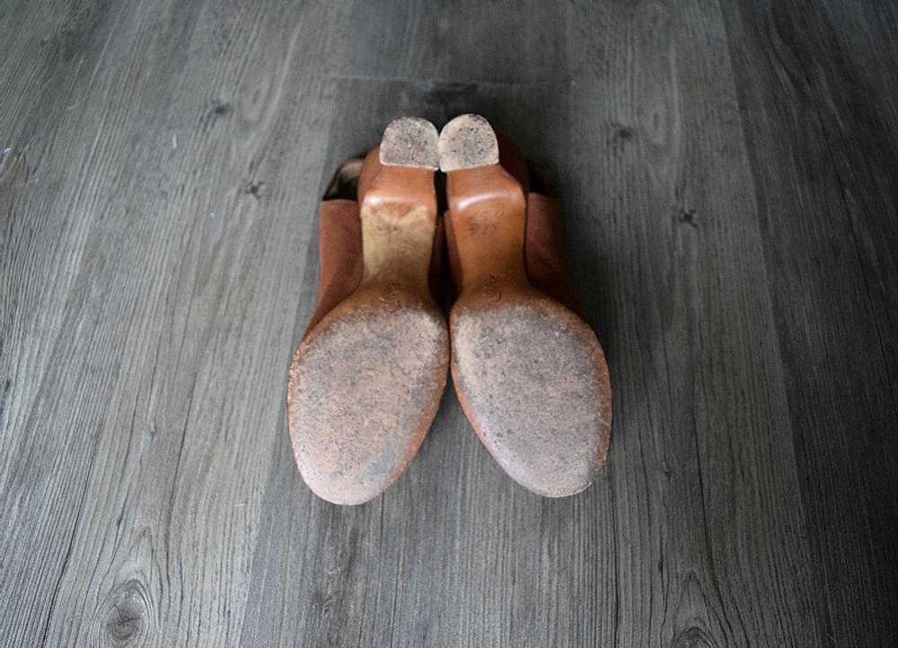 1940s platform shoes . vintage 40s brown suede he… - image 4