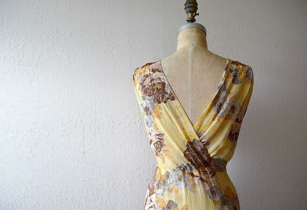 1930s floral chiffon dress . vintage 30s gown - image 5